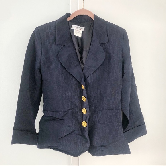 YVES SAINT LAURENT Vintage Navy Skirt Suit 40 - Picture 4 of 8